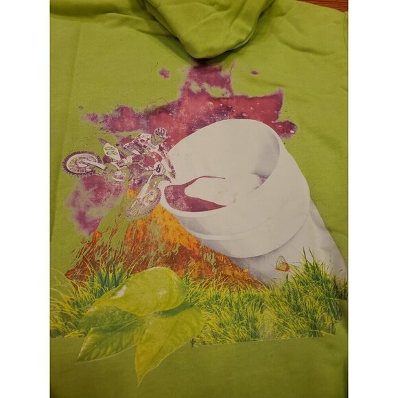 That's A Awful Lot of Cough Syrup Hoodie Men's Size M Neon Green Moto Desto Dubb - Picture 7 of 9